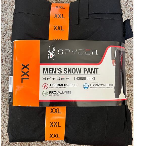 NWT Men's Spyder Snow Pant, XXL, Black, Ski, Snowboard, Warm, Adjustable - Picture 1 of 6